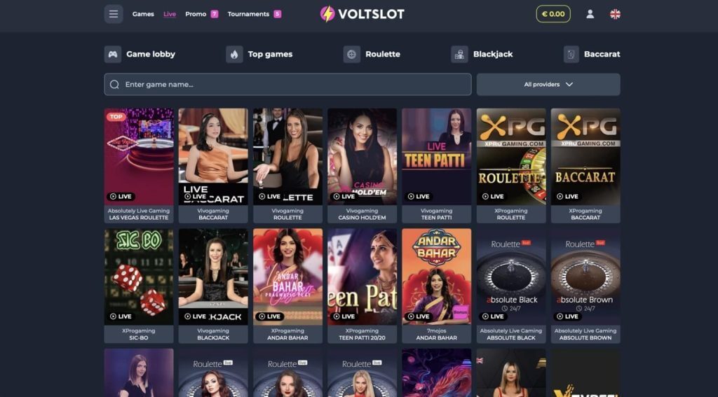 Voltslot live casino spellen 