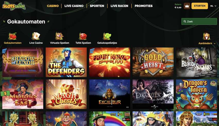 De spellen van Slots Safari Casino