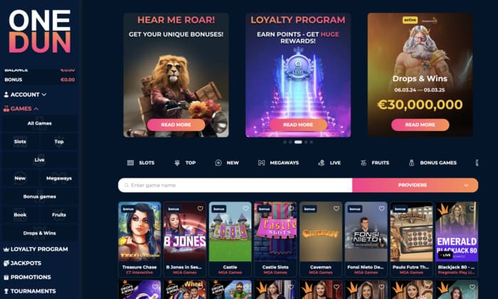 onedun casino homepage
