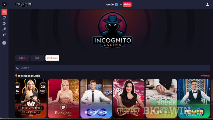 Live casino van Incognito 