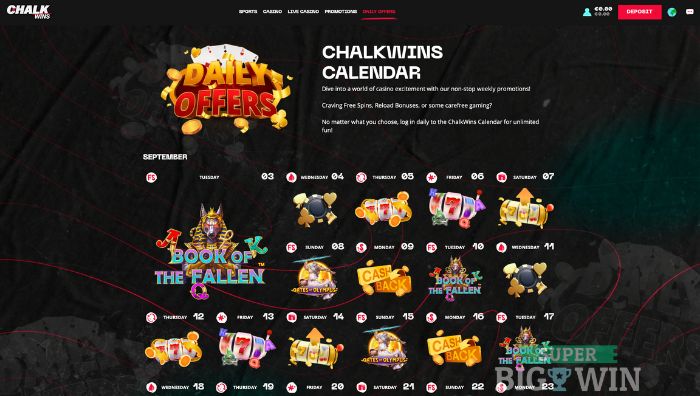 Chalkwins bonus calendar