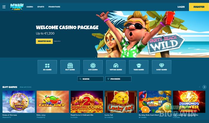 homepage van Nalu Casino