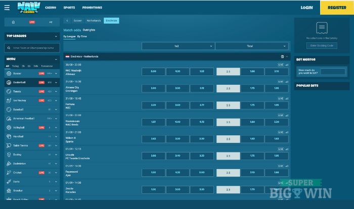 Eredivisie bij Nalu casino