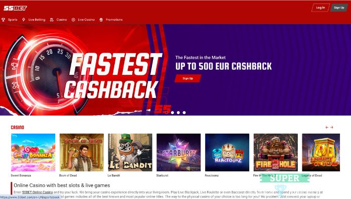 homepage van 55BET casino