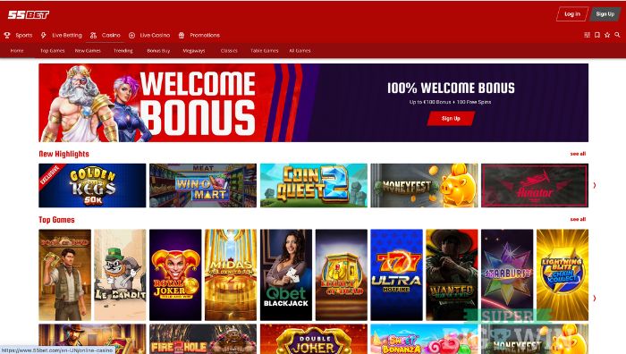 55BET casino spelaanbod