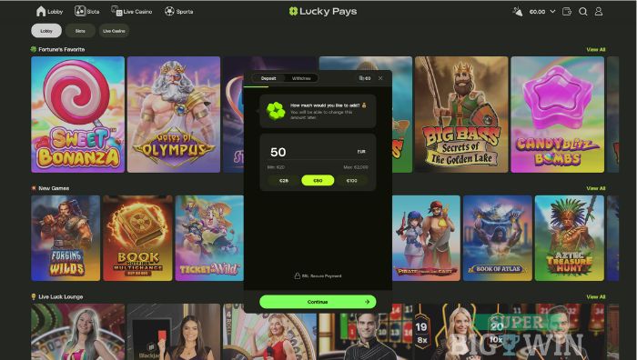 Storten bij LuckyPays Casino