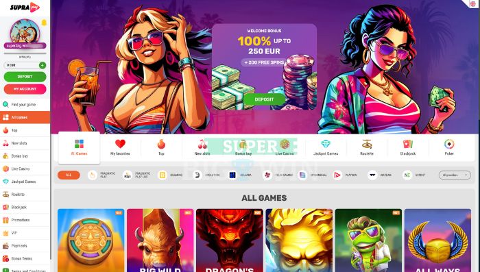 Slots gedeelte bij SupraPlay Casino