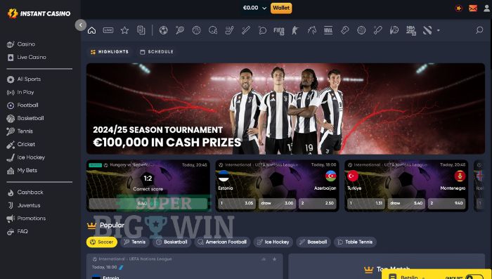 sportsbook van Instant Casino