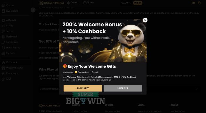 welkomstbonus bij Golden Panda Casino