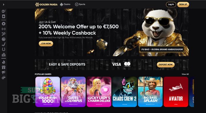 homepage van Golden Panda Casino