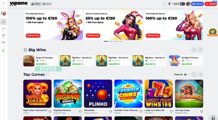 homepage van vipzino casino