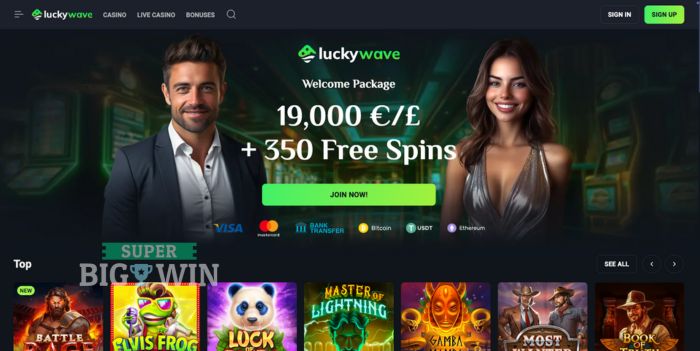 homepage van Luckywave casino