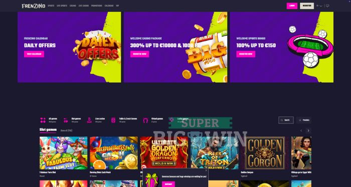 frenzino casino homepage